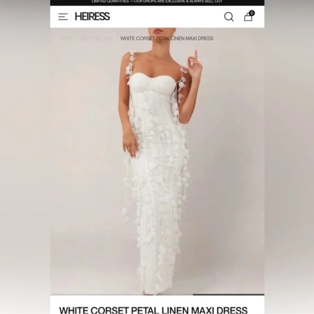 White Corset Petal Linen Maxi Dress